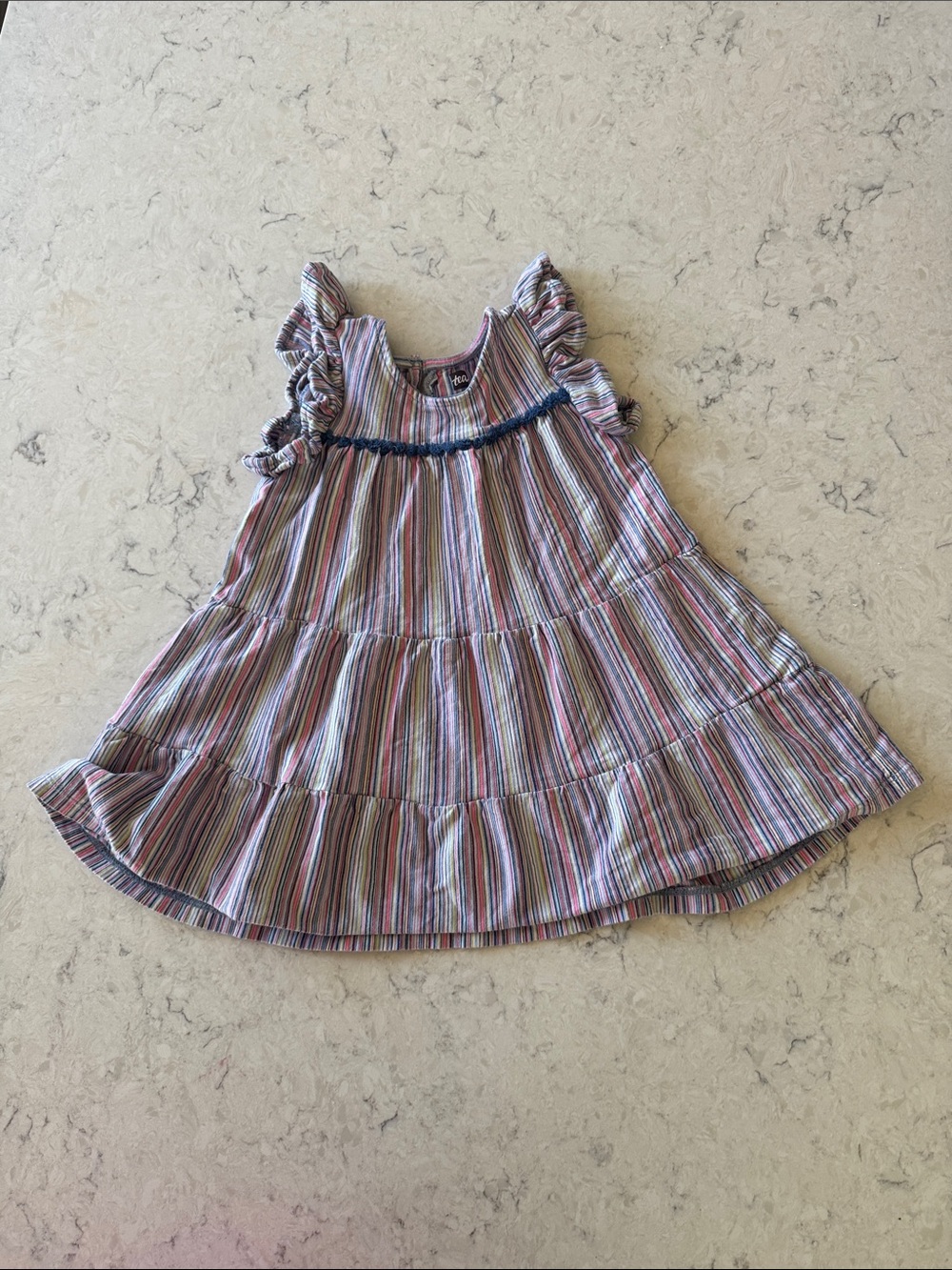 Tea Collection Multicolor Striped Ruffle Sleeve Dress size 2